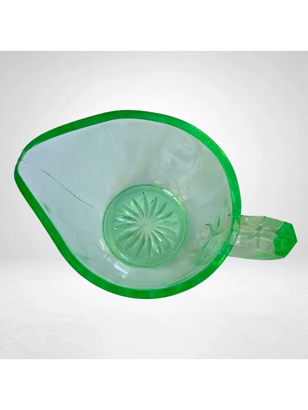 Vaseline Uranium Glass Creamer Art Deco Bartlett Collins Glows